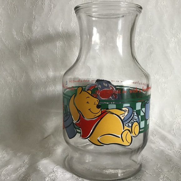 Winnie The Pooh and Eeyore Vintage Anchor Hocking Glass Carafe / Pitcher - Picture 1 of 3